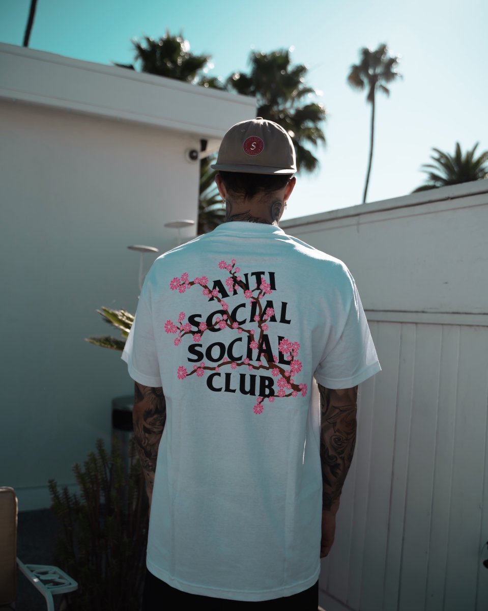 Anti Social Social Club White Cotton Cherry Blossom ASSC T-Shirt - La Familia Street Culture - ANTI SOCIAL SOCIAL CLUB - Anti Social Social Club White Cotton Cherry Blossom ASSC T-Shirt - La Familia Street Culture - Anti Social Social Club - ASSC - Cherry Blossom