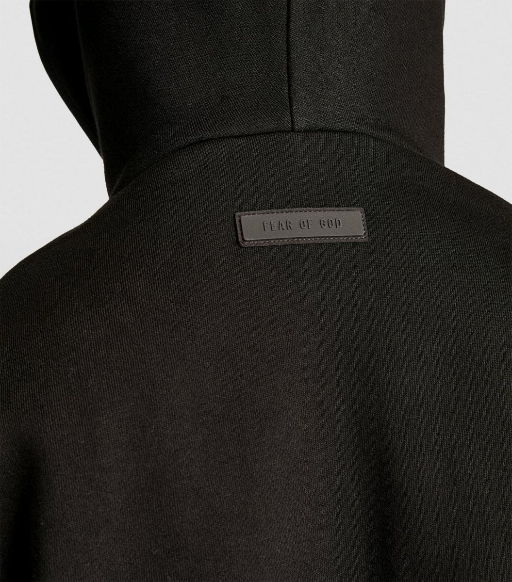 Fear Of God Essentials Jet Black Logo - Patch Hoodie - La Familia Street Culture - FEAR OF GOD - Fear Of God Essentials Jet Black Logo - Patch Hoodie -