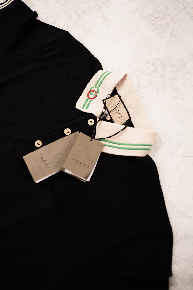 Gucci Men's Black Interlocking G Cotton Piquet Polo - La Familia Street Culture - GUCCI - Gucci Men's Black Interlocking G Cotton Piquet Polo - La Familia Street Culture - Gucci Men's Black Interlocking G Cotton Piquet Polo -