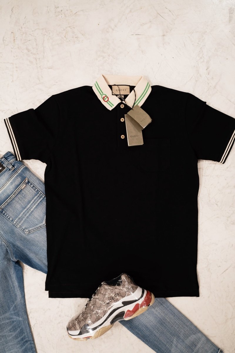 Gucci Men's Black Interlocking G Cotton Piquet Polo - La Familia Street Culture - GUCCI - Gucci Men's Black Interlocking G Cotton Piquet Polo - La Familia Street Culture - Gucci Men's Black Interlocking G Cotton Piquet Polo -