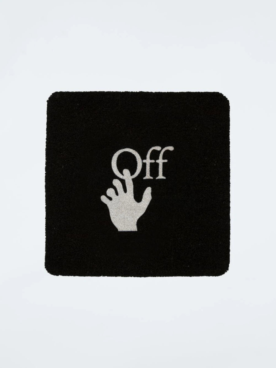 Off - White c/o Virgil Abloh Hand Logo Door Mat Black Cream - La Familia Street Culture - Off - White - Hype - hype beast - Hypebeast