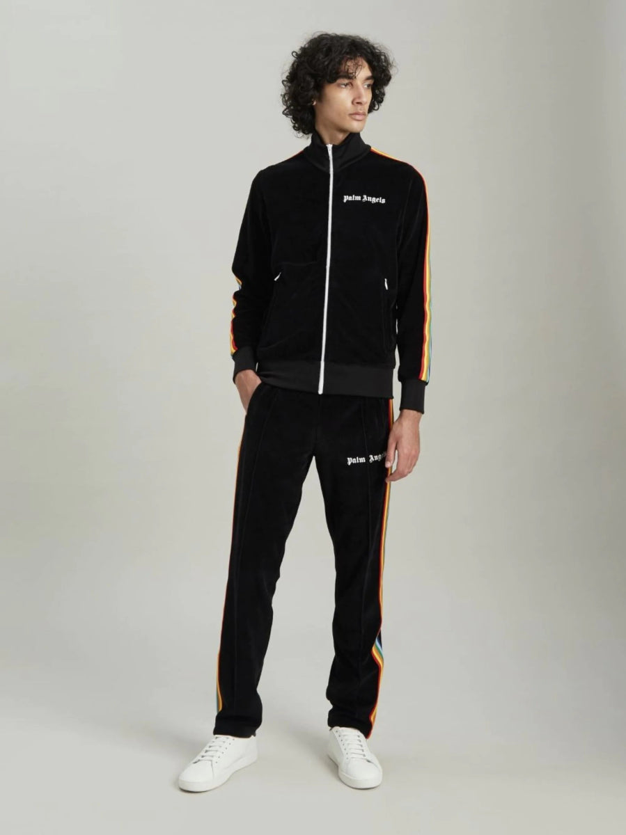 Palm Angels Rainbow Track Jacket Black Multicolour - La Familia Street Culture - PALM ANGELS - Palm Angels Rainbow Track Jacket Black Multicolour - La Familia Street Culture - Palm Angels Rainbow Track Jacket Black Multicolour -