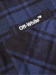 Off White Outline ARR Flannel Over S/S Shirt Blue Black