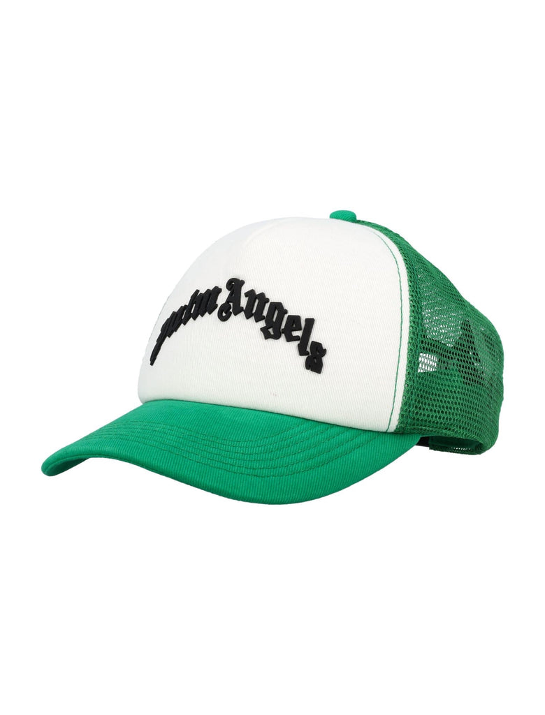 Palm Angels Green Curved Logo Mesh Baseball Cap