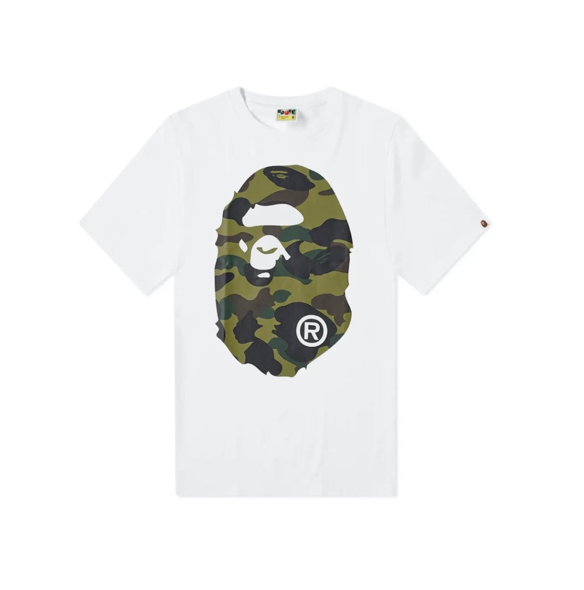 Bape A Bathing Ape 1st Camo Big Ape Head RLX Tee- White/Green