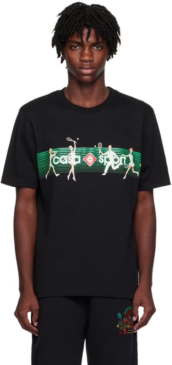 Casablanca SSENSE Exclusive Black Playful Stripes T-Shirt - La Familia Street Culture - Casablanca - Casablanca SSENSE Exclusive Black Playful Stripes T-Shirt - 