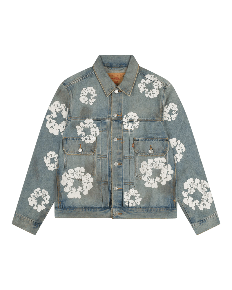 Denim Tears Dirty Wash Wreath Type 2 Light Wash - La Familia Street Culture - Denim Tears - Denim Tears Dirty Wash Wreath Type 2 Light Wash - Denim Tears Dirty Wash Wreath Type 2 Light Wash - 