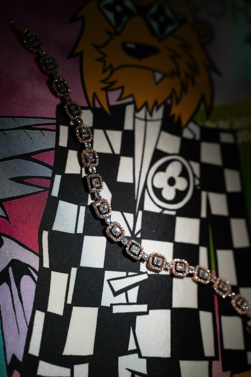 Diamond Baguette Bracelet 10k Rose Gold - La Familia Street Culture - Ice Gallery - Diamond Baguette Bracelet 10k Rose Gold - Diamond Baguette Bracelet 10k Rose Gold - 