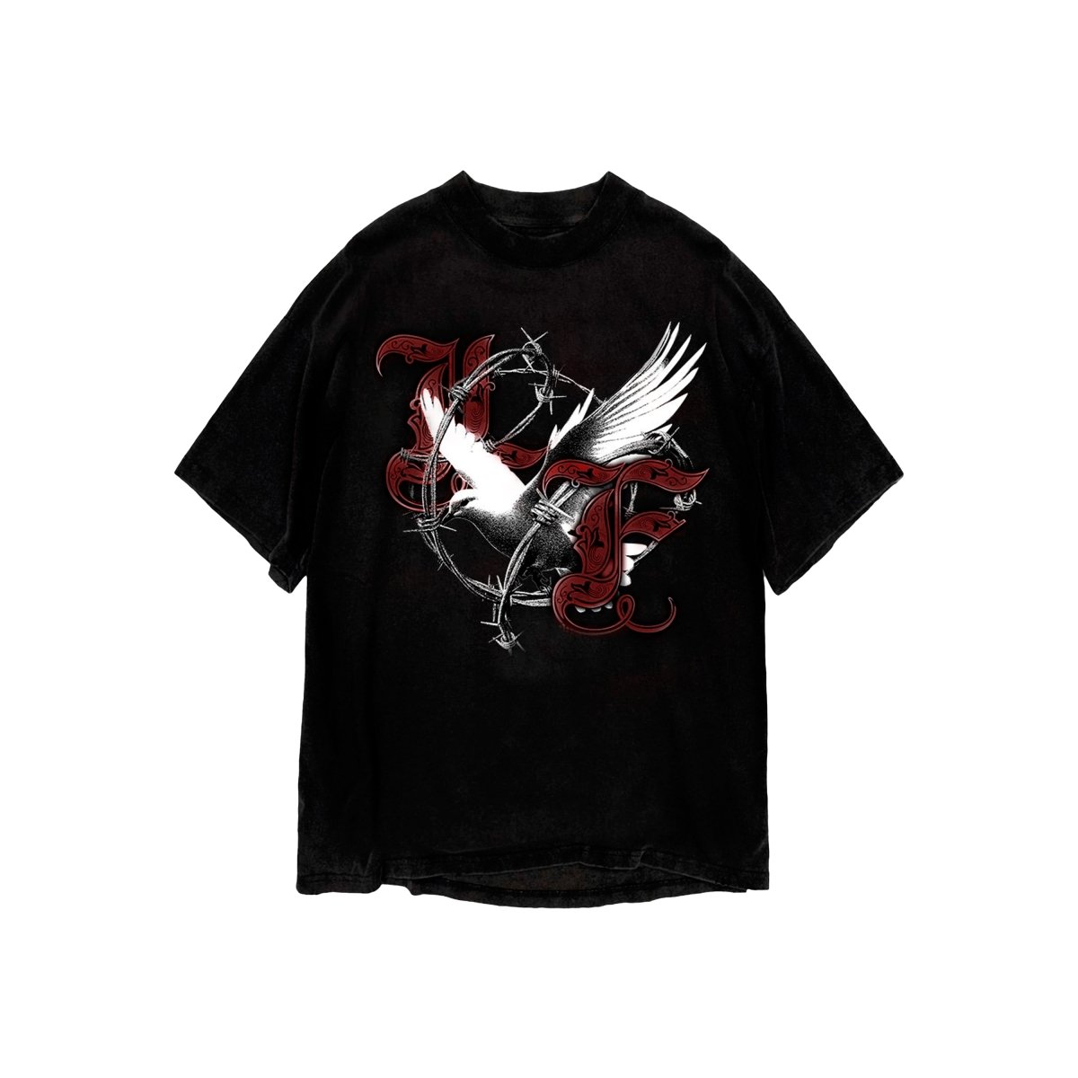 La Familia C/O Protect The Family Dove Tee Black/Tuscan Red - La Familia Street Culture - La Familia Street Culture - 2024 - Apparel - Black