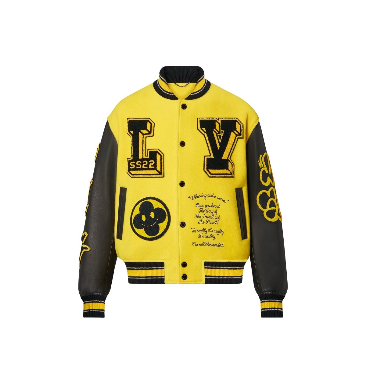 Louis Vuitton Leather Embroidered Varsity Jacket Black - La Familia Street Culture - Louis Vuitton - Louis Vuitton Leather Embroidered Varsity Black - 