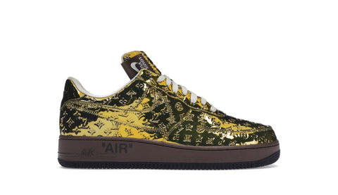 Louis Vuitton Nike Air Force Low by Virgil Abloh Metallic Gold