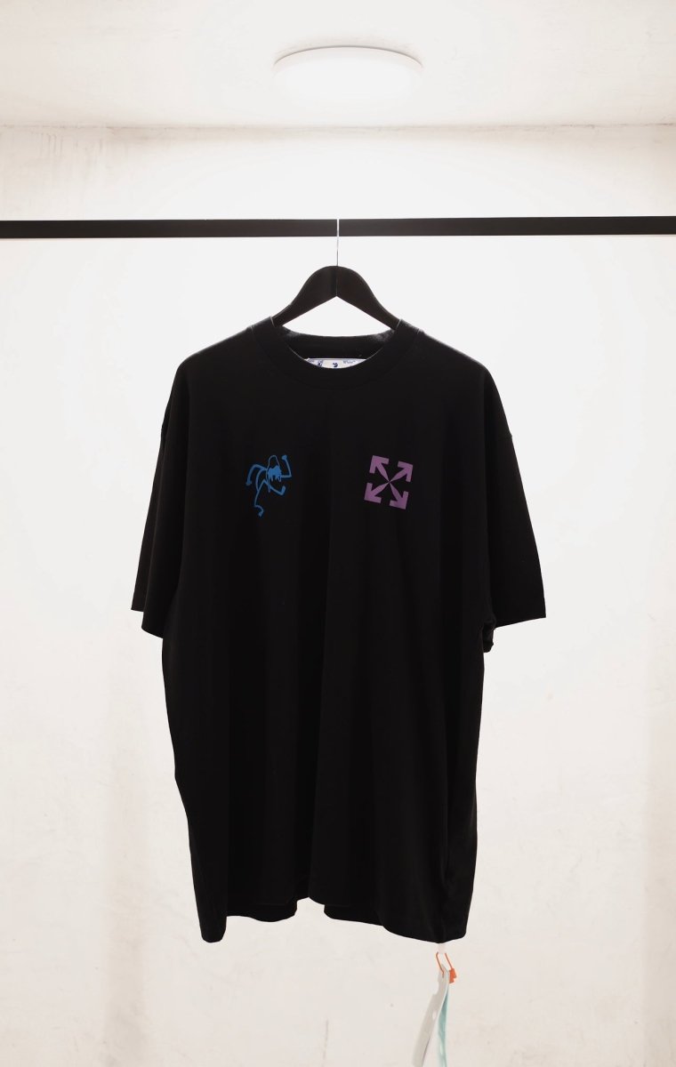 Off - White Blue 90’s Liquid Oversized T-shirt Black/Multi - La Familia Street Culture - La Familia Street Culture - Off - White Blue 90’s Liquid Oversized T-shirt Black/Multi - La Familia Street Culture - 