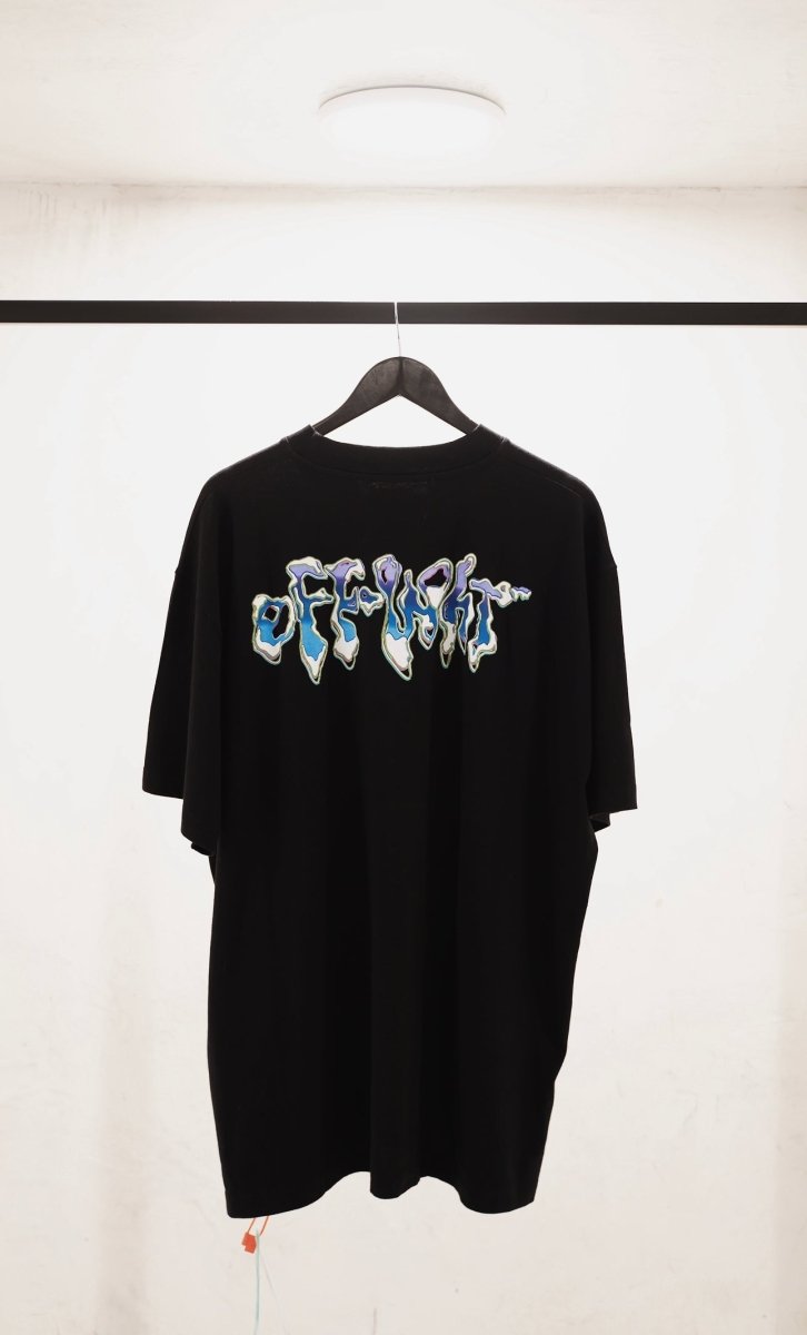 Off - White Blue 90’s Liquid Oversized T-shirt Black/Multi - La Familia Street Culture - La Familia Street Culture - Off - White Blue 90’s Liquid Oversized T-shirt Black/Multi - La Familia Street Culture - 