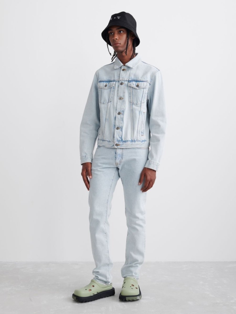 Off - White Diag Tab Slim Jeans Bleached Blue Denim - La Familia Street Culture - Off - White - Off - White Diag Tab Slim Jeans Bleached Blue Denim - 