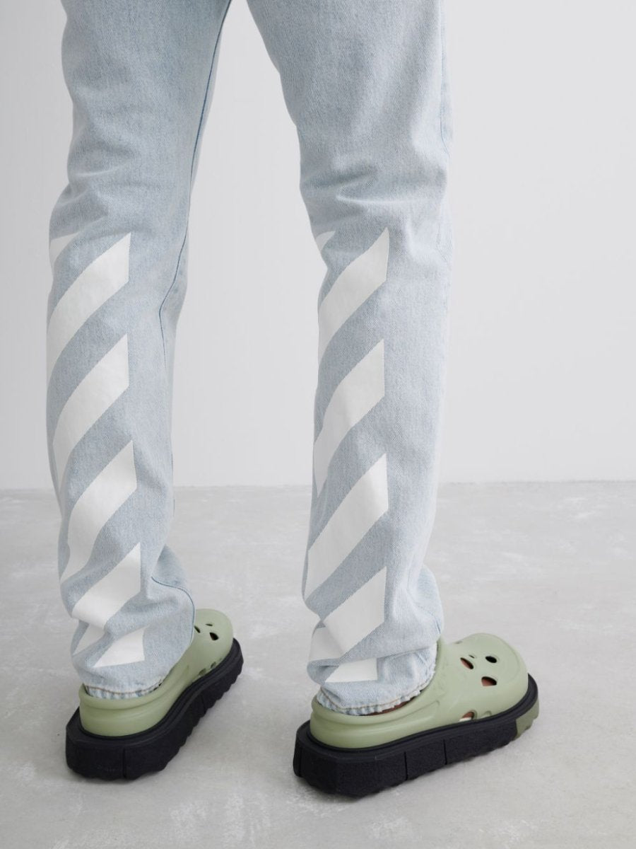 Off - White Diag Tab Slim Jeans Bleached Blue Denim - La Familia Street Culture - Off - White - Off - White Diag Tab Slim Jeans Bleached Blue Denim - 