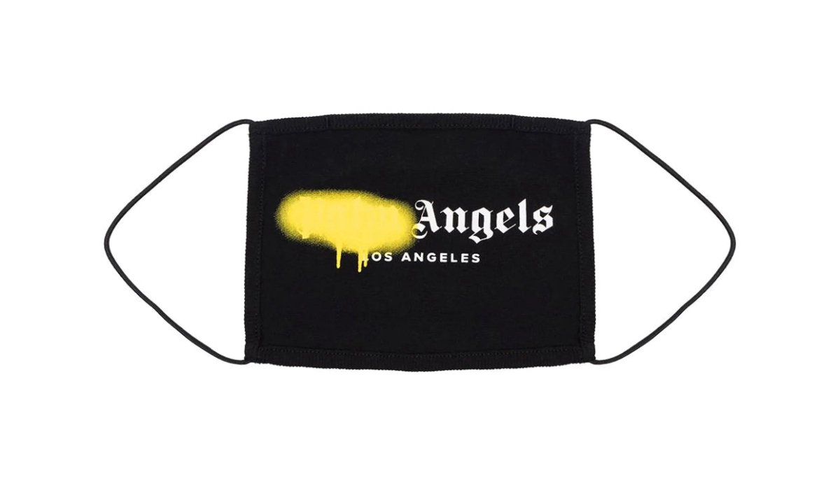 Palm Angels LA Sprayed Logo Mask Black/Yellow - La Familia Street Culture - PALM ANGELS - Palm Angels LA Sprayed Logo Mask Black/Yellow - La Familia Street Culture - palm angels - 