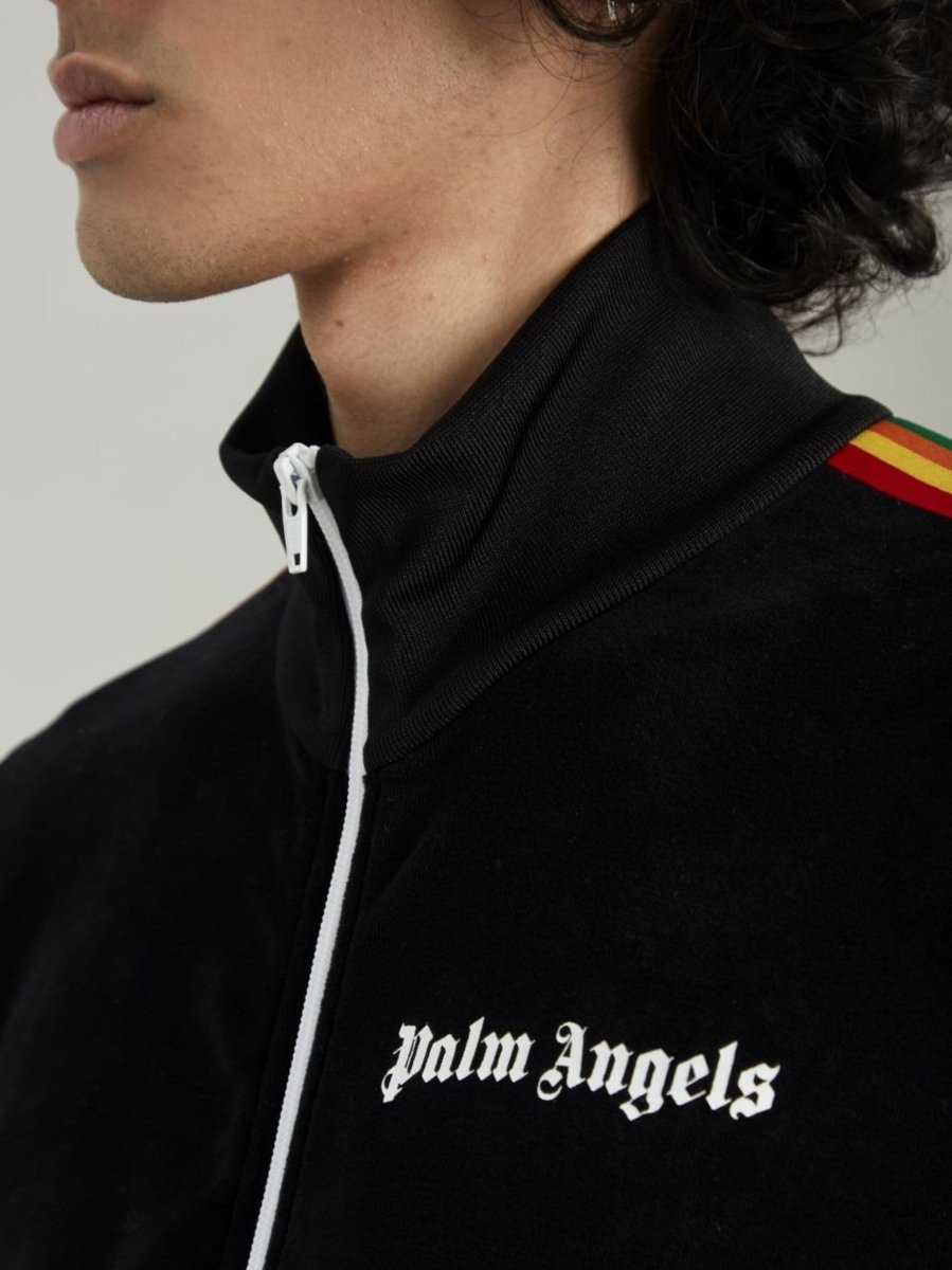 Palm Angels Rainbow Track Jacket Black Multicolour - La Familia Street Culture - PALM ANGELS - Palm Angels Rainbow Track Jacket Black Multicolour - La Familia Street Culture - Palm Angels Rainbow Track Jacket Black Multicolour - 