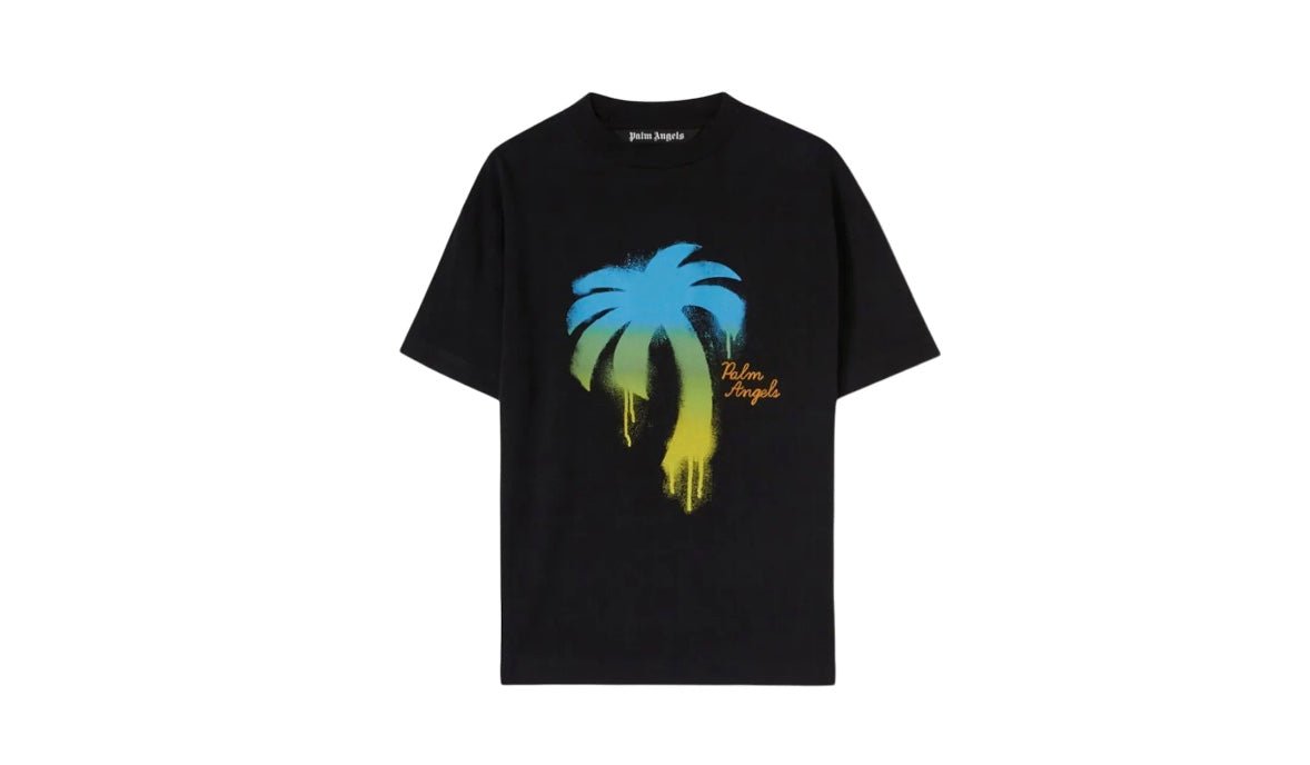 Palm Angels Spray Palm Classic Tee- Black/Green - La Familia Street Culture - PALM ANGELS