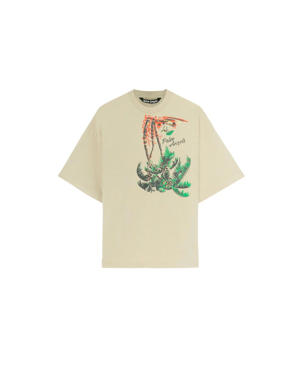 Palm Angels Upside Down Palm Tee Beige/Green - La Familia Street Culture - PALM ANGELS - Palm Angels Upside Down Palm Tee Beige/Green - La Familia Street Culture - La Familia - La Familia South Africa - La Familia Street Culture