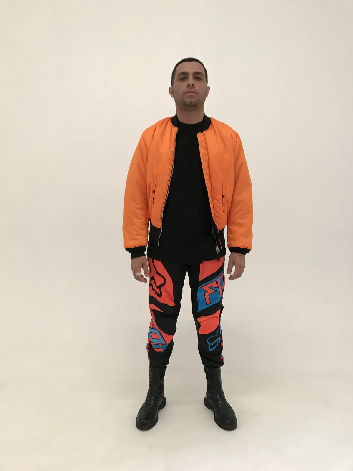 Protect The Family x Alpha Industries bomber worn orange side out, front, lookbook 2017