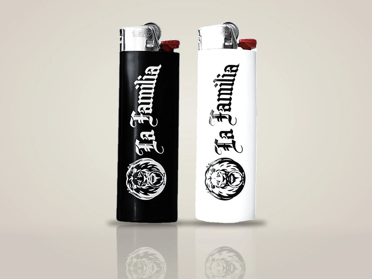 La Familia x BIC lighters, black and white