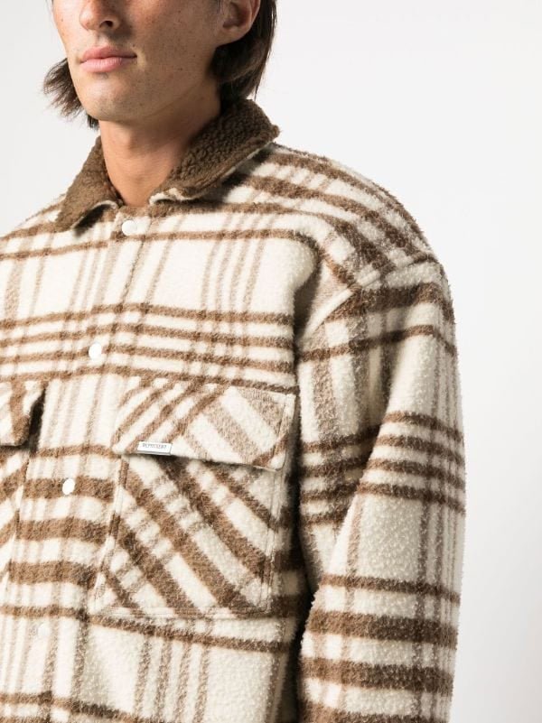 Represent check - pattern collared overshirt beige/camel brown - La Familia Street Culture - Represent - Represent check - pattern collared overshirt beige/camel brown - 