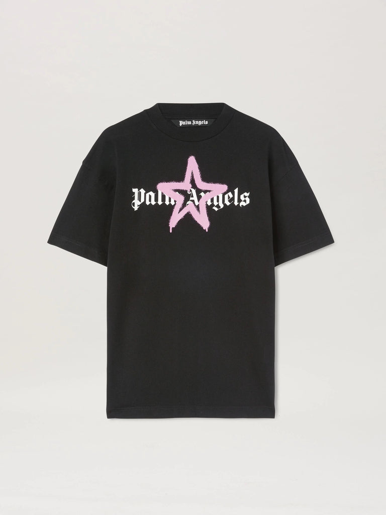 Palm Angels star spray t-shirt black pink