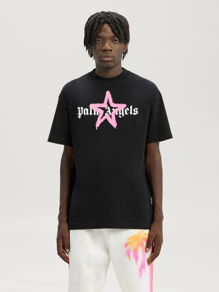 Palm Angels star spray t-shirt black pink
