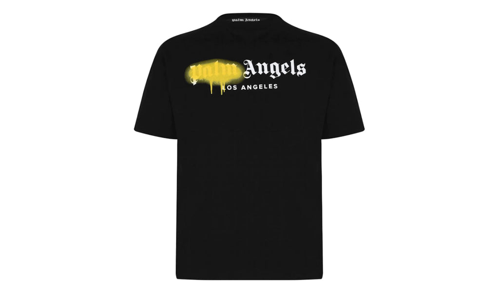 Palm Angels LA Sprayed Logo T-shirt Black/Yellow