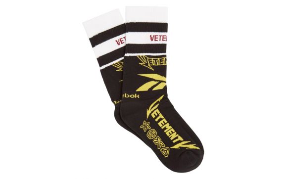 Vetements color block metal logo cotton socks, black metallic